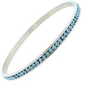 Sky light Blue Layering Crystal Elegant Silver Classic Eternity Bangle Bracelet